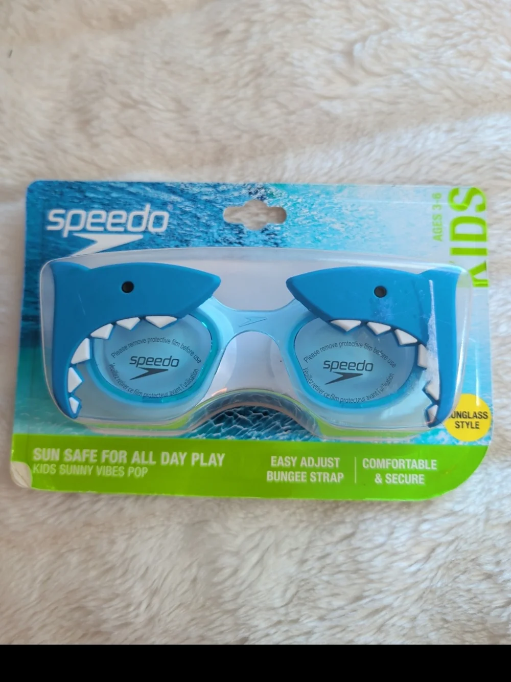 Rugged Shark Water Shoes/Speedo Swim Goggles Bundle Ages 3-6, Sz 8 NWT